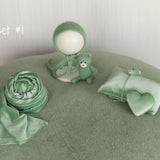 Green Newborn Props for photography, Newborn Knitted Wrap, Newborn Posing Fabric Backdrop, Newborn Fabric Wrap and Beanbag Backdrop Props