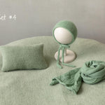Green Newborn Props for photography, Newborn Knitted Wrap, Newborn Posing Fabric Backdrop, Newborn Fabric Wrap and Beanbag Backdrop Props