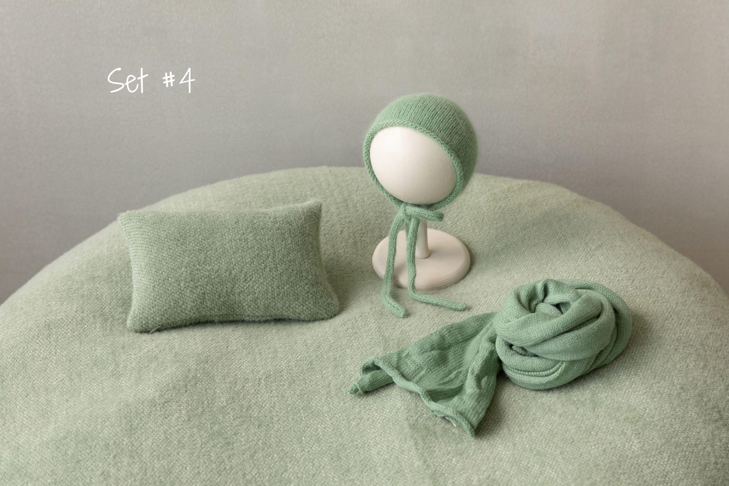 Green Newborn Props for photography, Newborn Knitted Wrap, Newborn Posing Fabric Backdrop, Newborn Fabric Wrap and Beanbag Backdrop Props