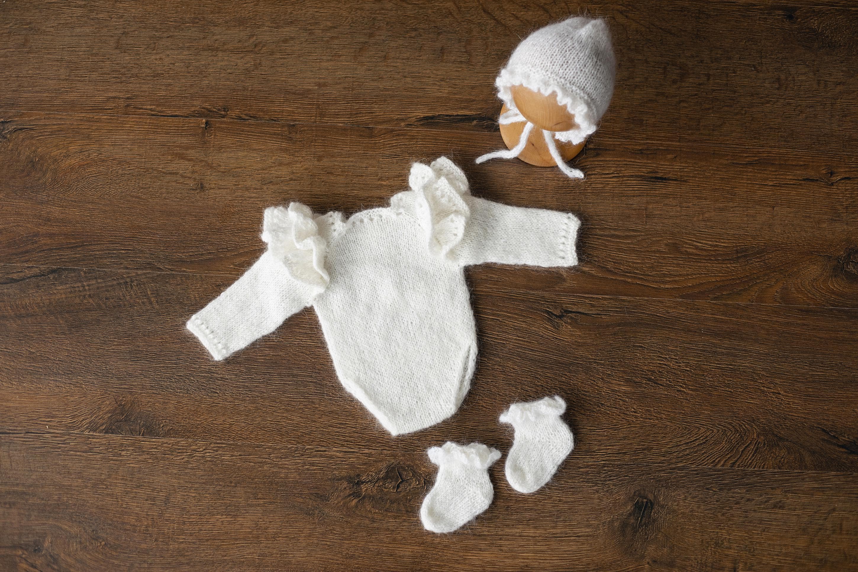 Knitted mohair socks – soft newborn and baby photography prop