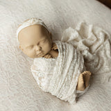 Floral lace wrap and beanbag backdrop – newborn photography prop