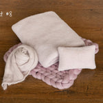 Dusty Pink Newborn Photography Props Set, Newborn Merino Wool Blanket, Newborn Knitted Wrap and Bonnet Set, Newborn Posing Pillow Props