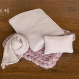 Dusty Pink Newborn Photography Props Set, Newborn Merino Wool Blanket, Newborn Knitted Wrap and Bonnet Set, Newborn Posing Pillow Props