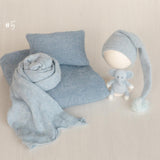 Blue Newborn Props for photography, Newborn Knit Blanket, Newborn Knitted Wrap, Newborn Posing Fabric Backdrop, Newborn Boy Photo Props Set