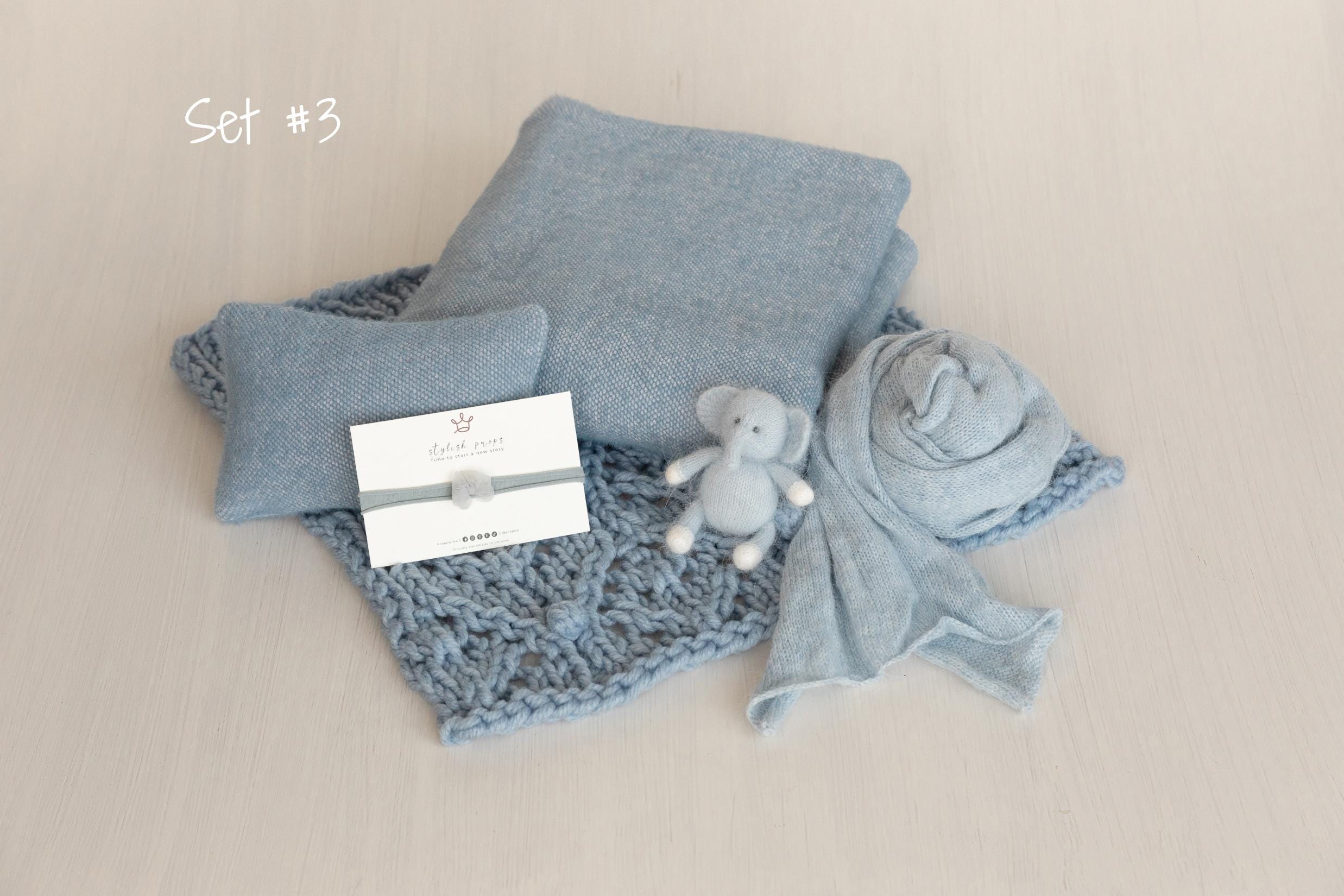 Blue Newborn Props for photography, Newborn Knit Blanket, Newborn Knitted Wrap, Newborn Posing Fabric Backdrop, Newborn Boy Photo Props Set