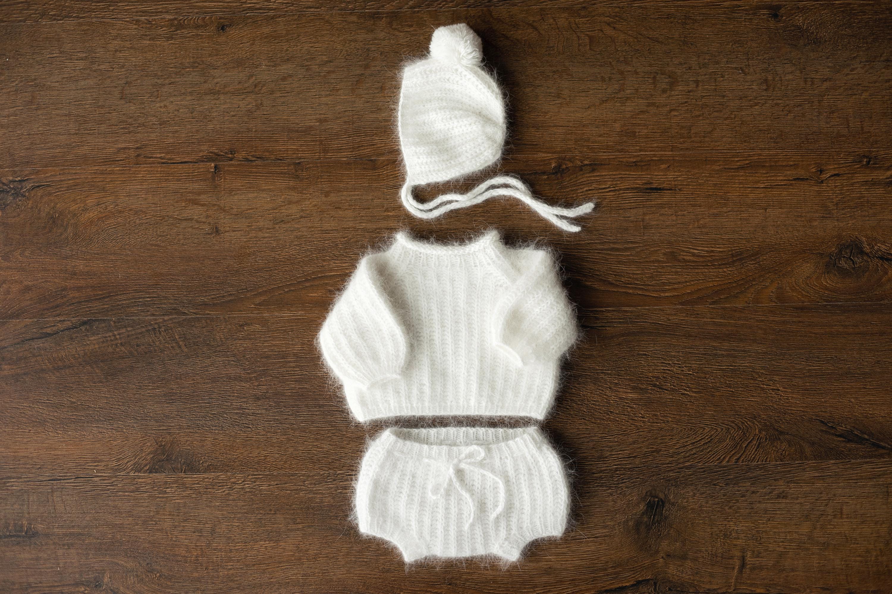 Mink Wool Oversized Baby Sweater for Newborn Photography Prop, Newborn Pullover Knitted Sweater, Newborn Knit Outfit, Newborn Photo Outfit