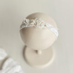 Baby Girl Linen Romper with Delicate Ruffle Sleeves and Natural Lace Details for Newborn Photography Outfit, Baptism & Special Occasions