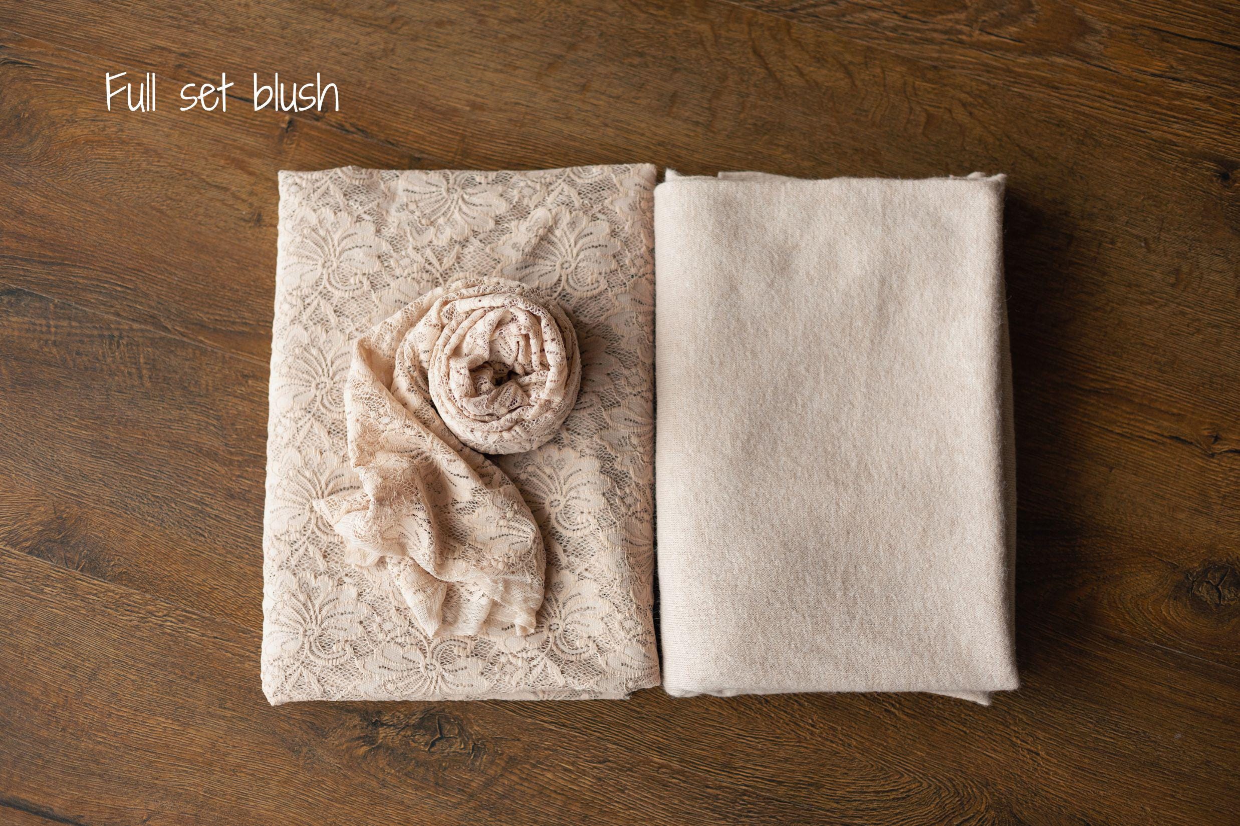 Floral lace wrap and beanbag backdrop – newborn photography prop