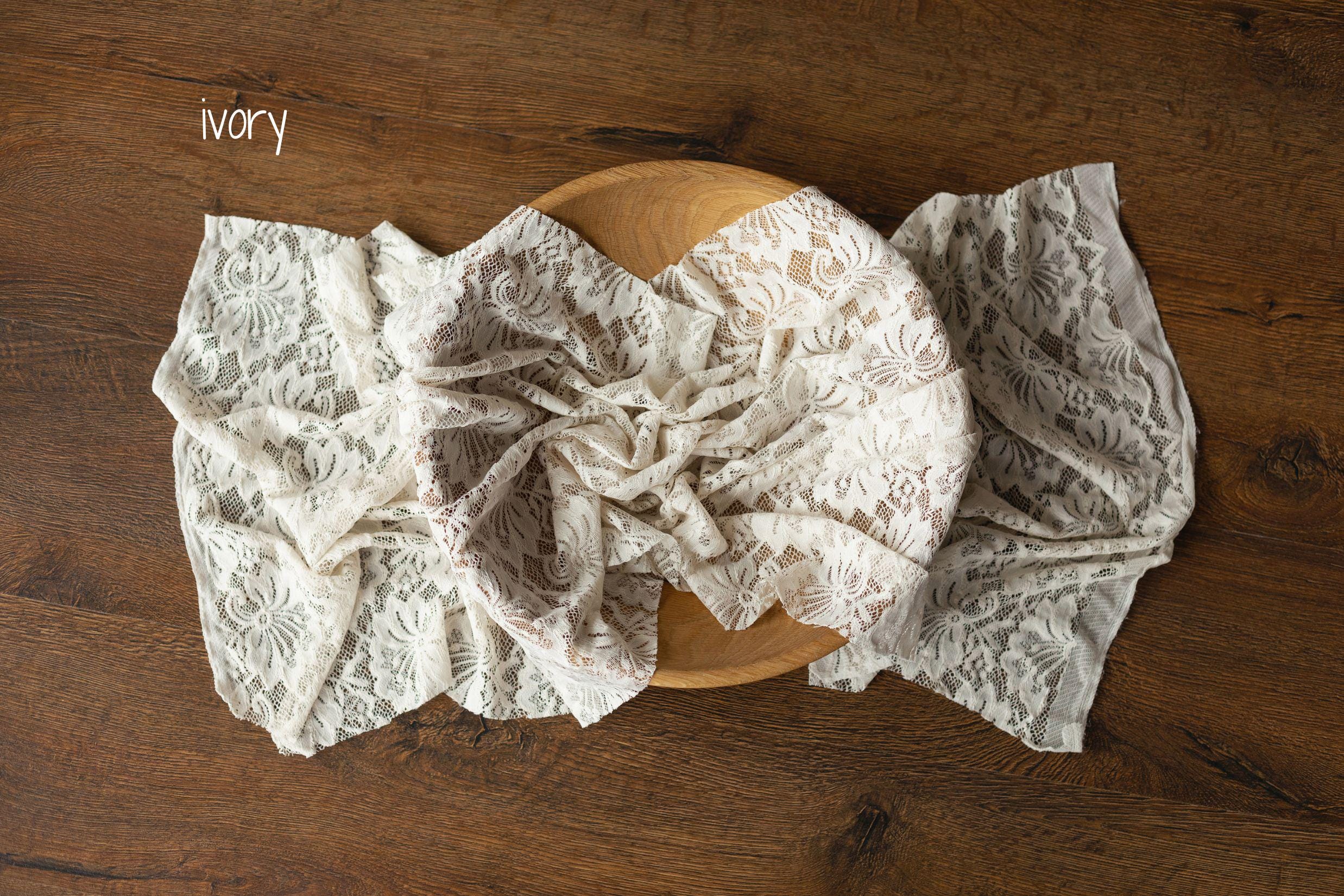 Floral lace wrap and beanbag backdrop – newborn photography prop