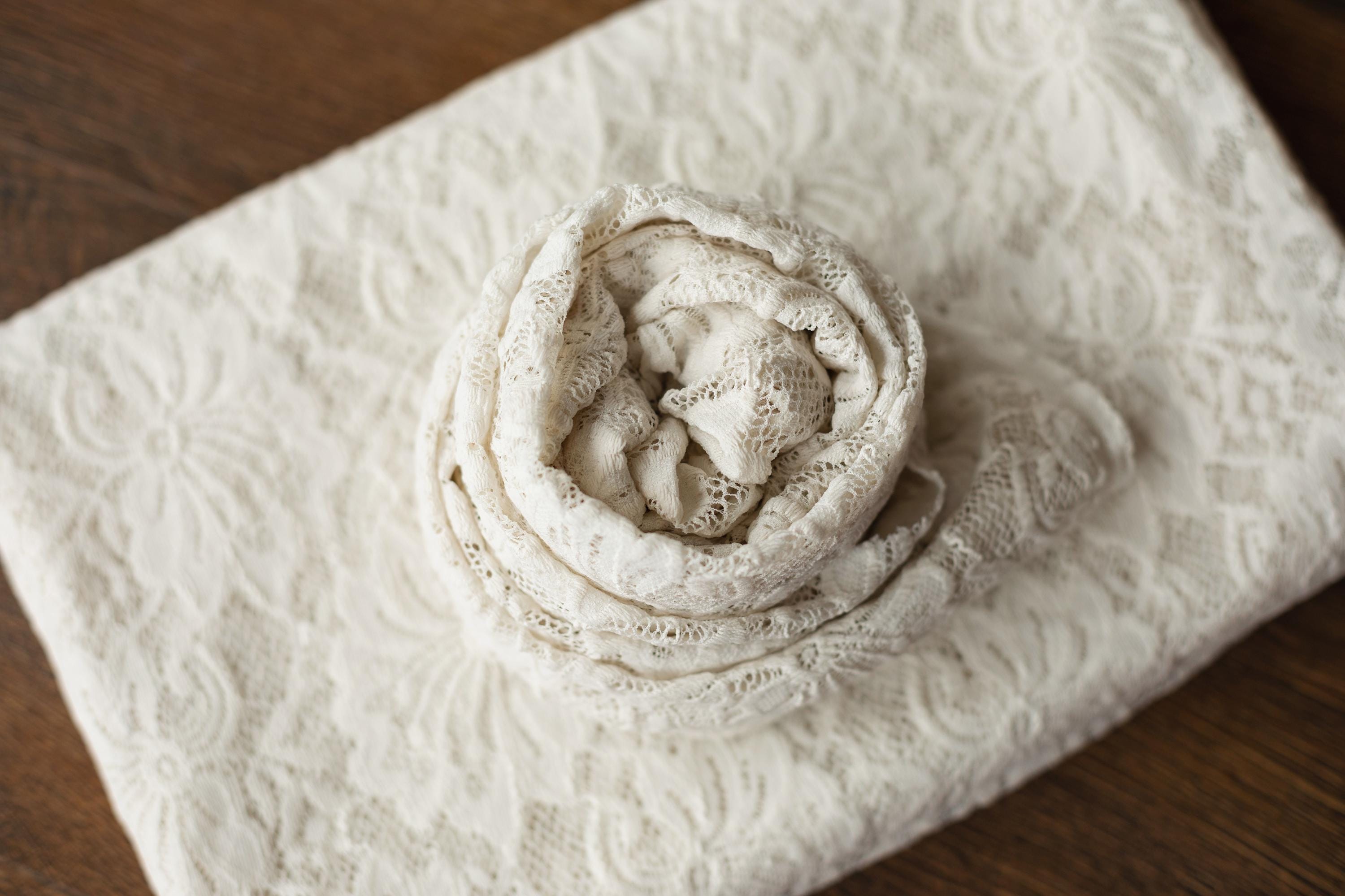 Floral lace wrap and beanbag backdrop – newborn photography prop