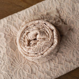 Floral lace wrap and beanbag backdrop – newborn photography prop
