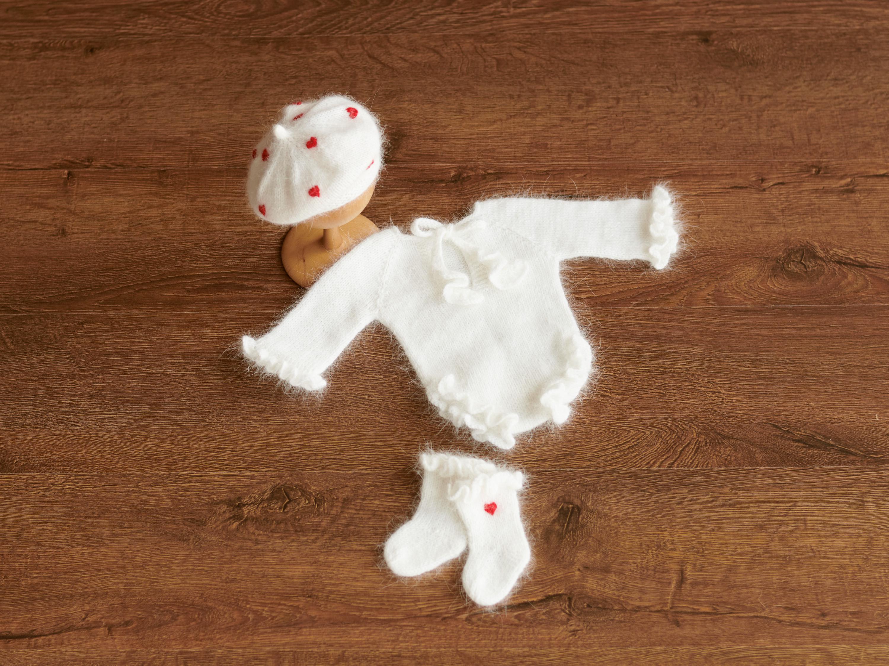 Angora Wool Baby Stockings – Knit Socks for Newborn Girls in Different Designs