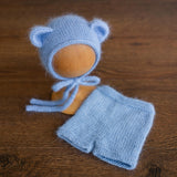 Newborn Teddy Bear Hat and Knitted Wrap Set, Newborn Knitted Outfit,Newborn Photography Props,Newborn Knitted Wrap,Newborn Bear Hat Prop