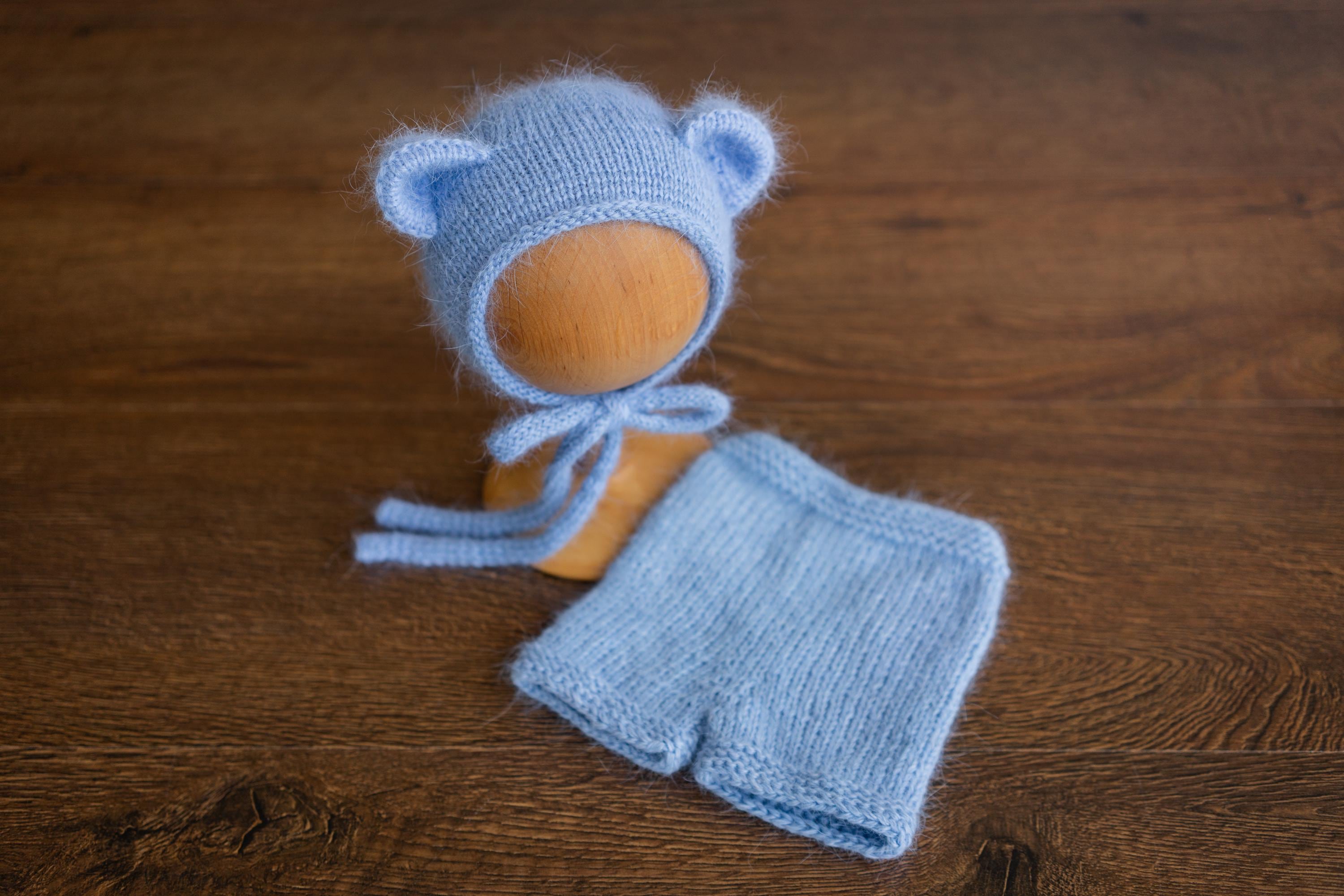 Newborn Teddy Bear Hat and Knitted Wrap Set, Newborn Knitted Outfit,Newborn Photography Props,Newborn Knitted Wrap,Newborn Bear Hat Prop