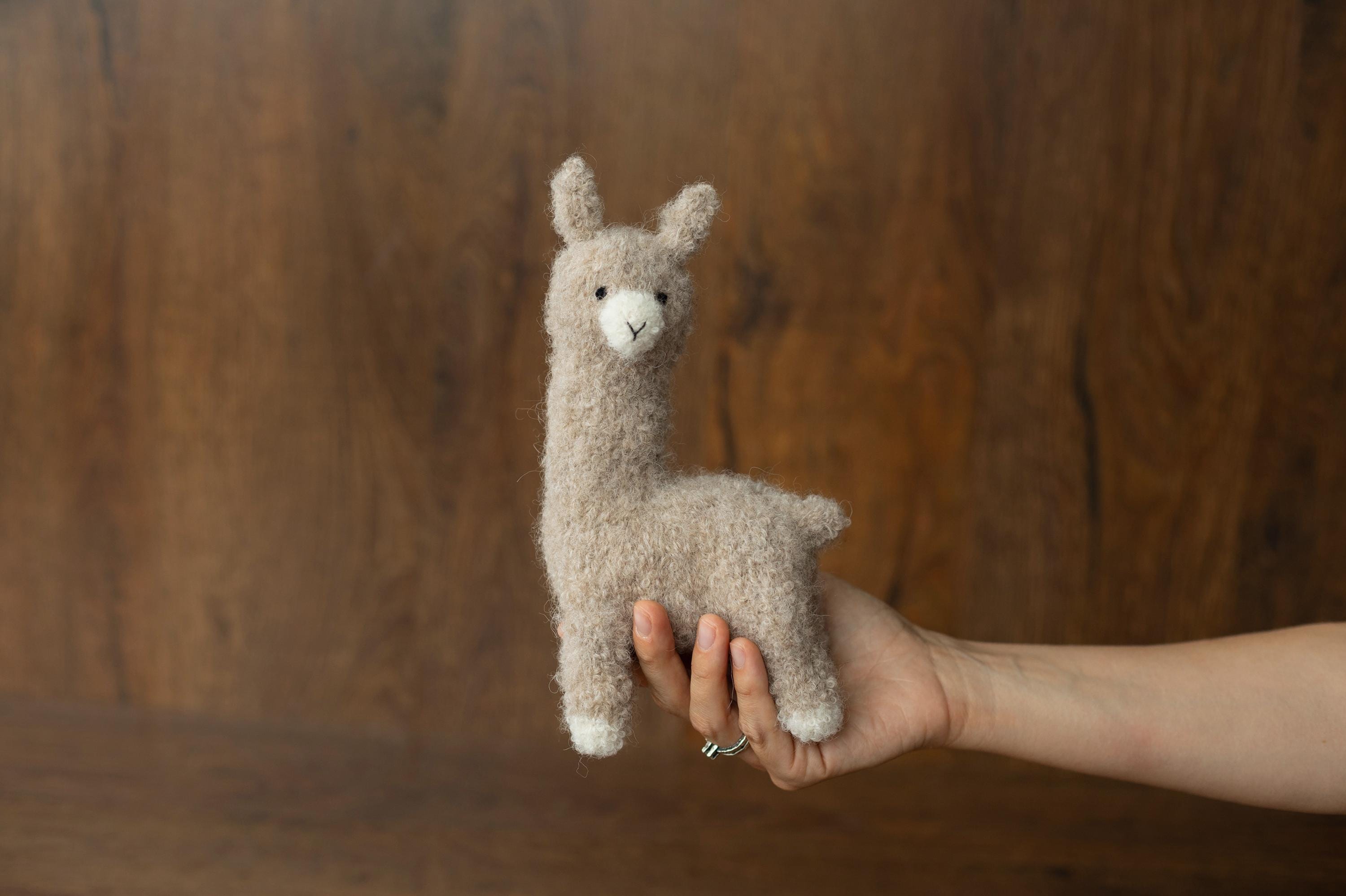 Boucle Knit Alpaca Toy: Soft Handmade Plush for Newborn Photography and Baby Gifts, Newborn Alpaca Toy Baby Shower Gift, Llama Toy for Kids