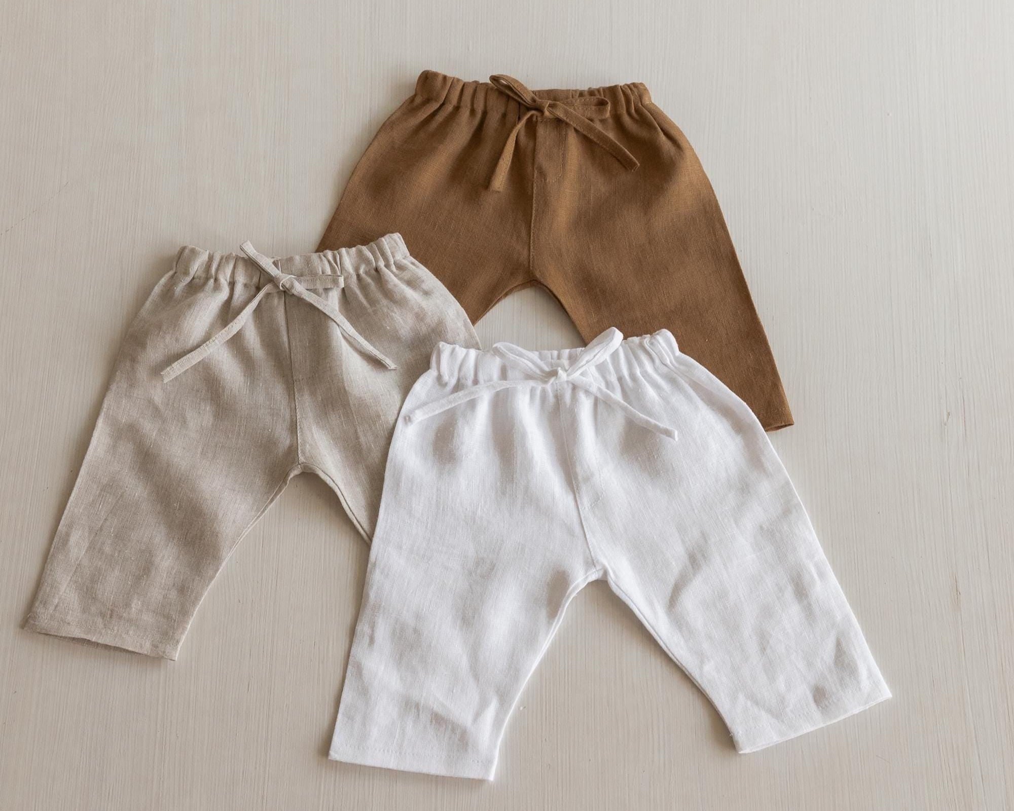 Linen Baby Pants Newborn Photography Outfit and Coming Home Clothing