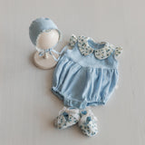 Linen Baby Girl Shoes with Delicate Lace Bow: Newborn Coming Home Outfit, Baptism & Photography Props