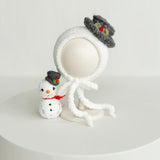 Knitted Baby Snowman Outfit with Snowman Toy – Christmas Newborn Photography Prop