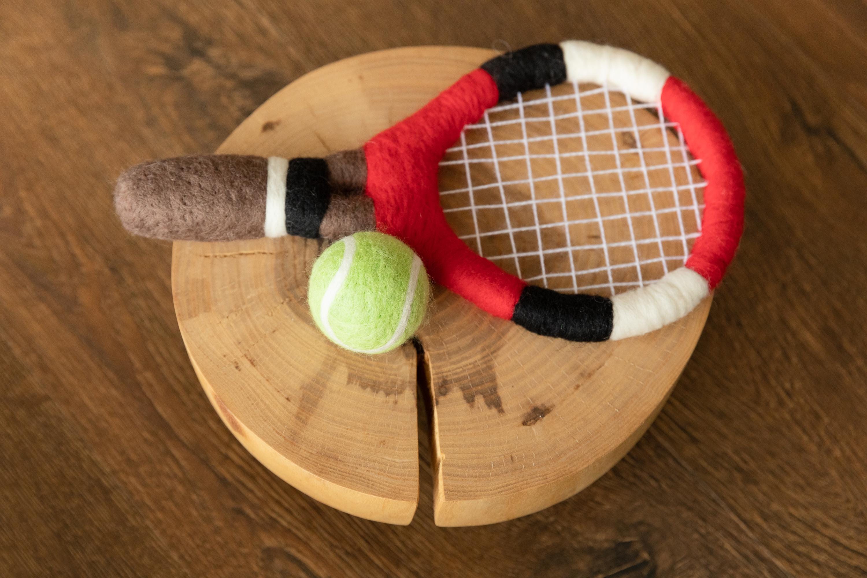Felt Newborn Sports Toys: Tennis Racket and Golf Club with Balls for Baby Photoshoots and Shower Gifts