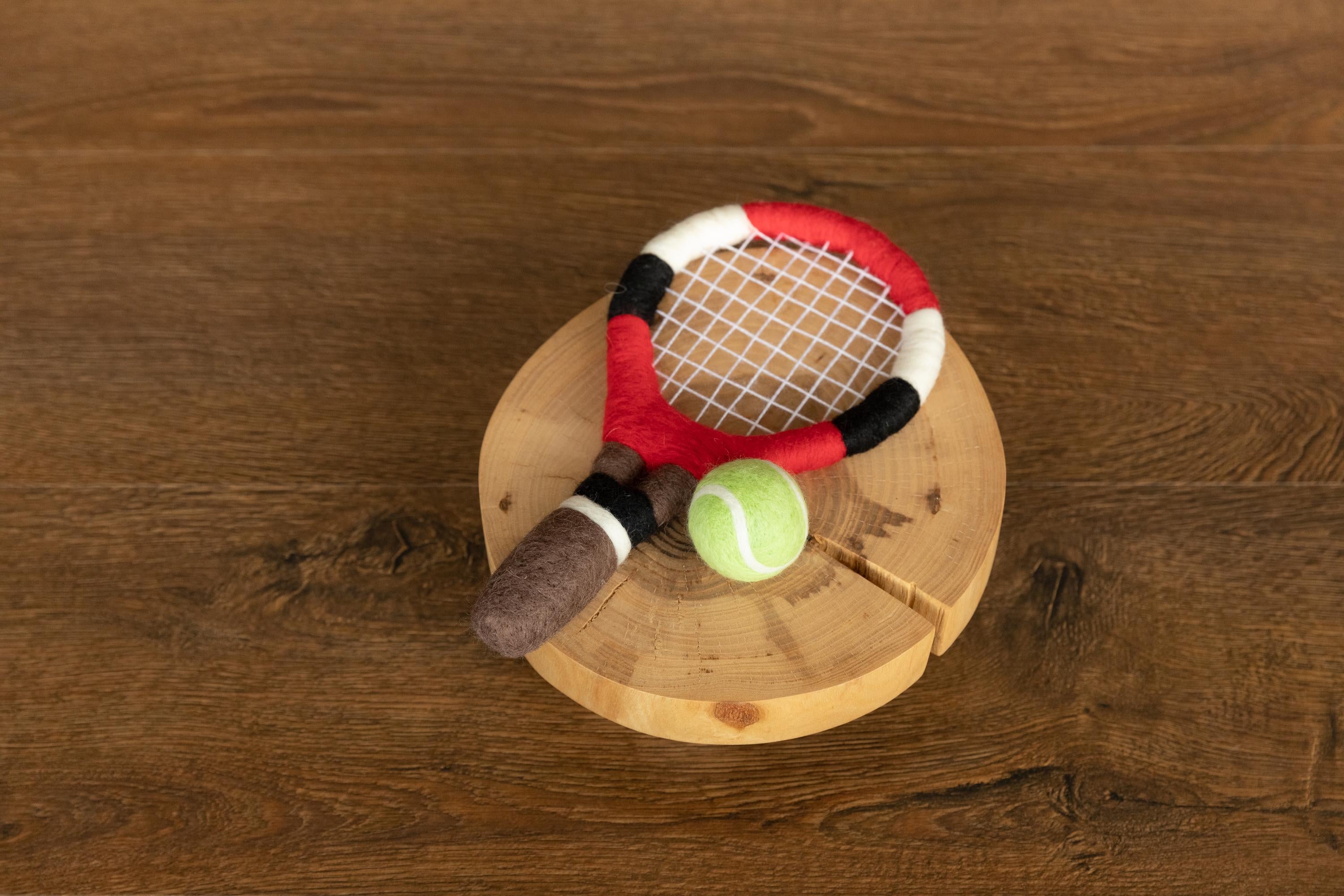 Felt Newborn Sports Toys: Tennis Racket and Golf Club with Balls for Baby Photoshoots and Shower Gifts