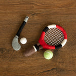 Felt Newborn Sports Toys: Tennis Racket and Golf Club with Balls for Baby Photoshoots and Shower Gifts