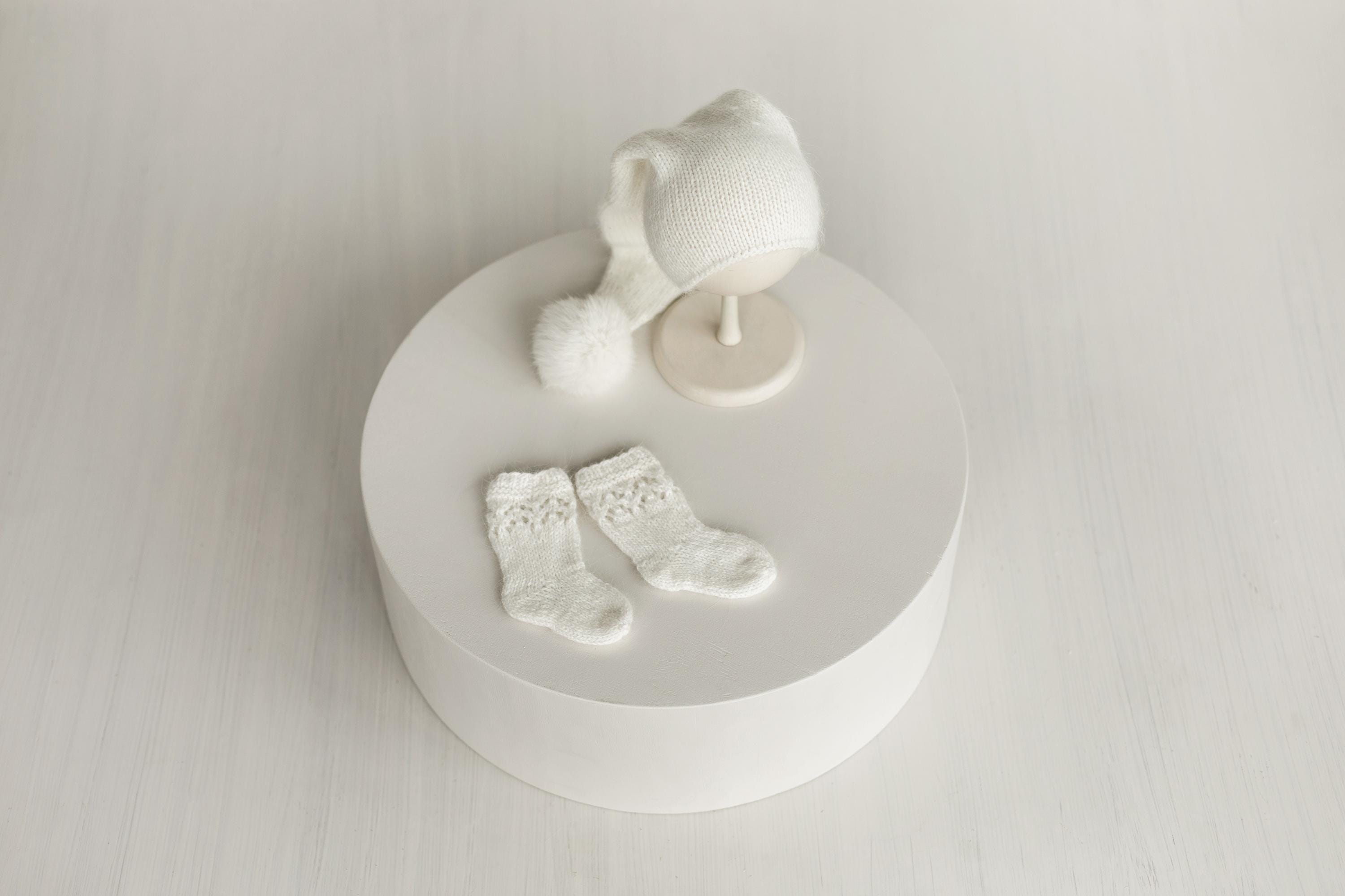 Angora Wool Baby Stockings – Knit Socks for Newborn Girls in Different Designs