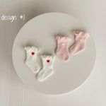 Angora Wool Baby Stockings – Knit Socks for Newborn Girls in Different Designs