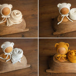 Newborn Teddy Bear Hat and Knitted Wrap Set, Newborn Knitted Outfit,Newborn Photography Props,Newborn Knitted Wrap,Newborn Bear Hat Prop