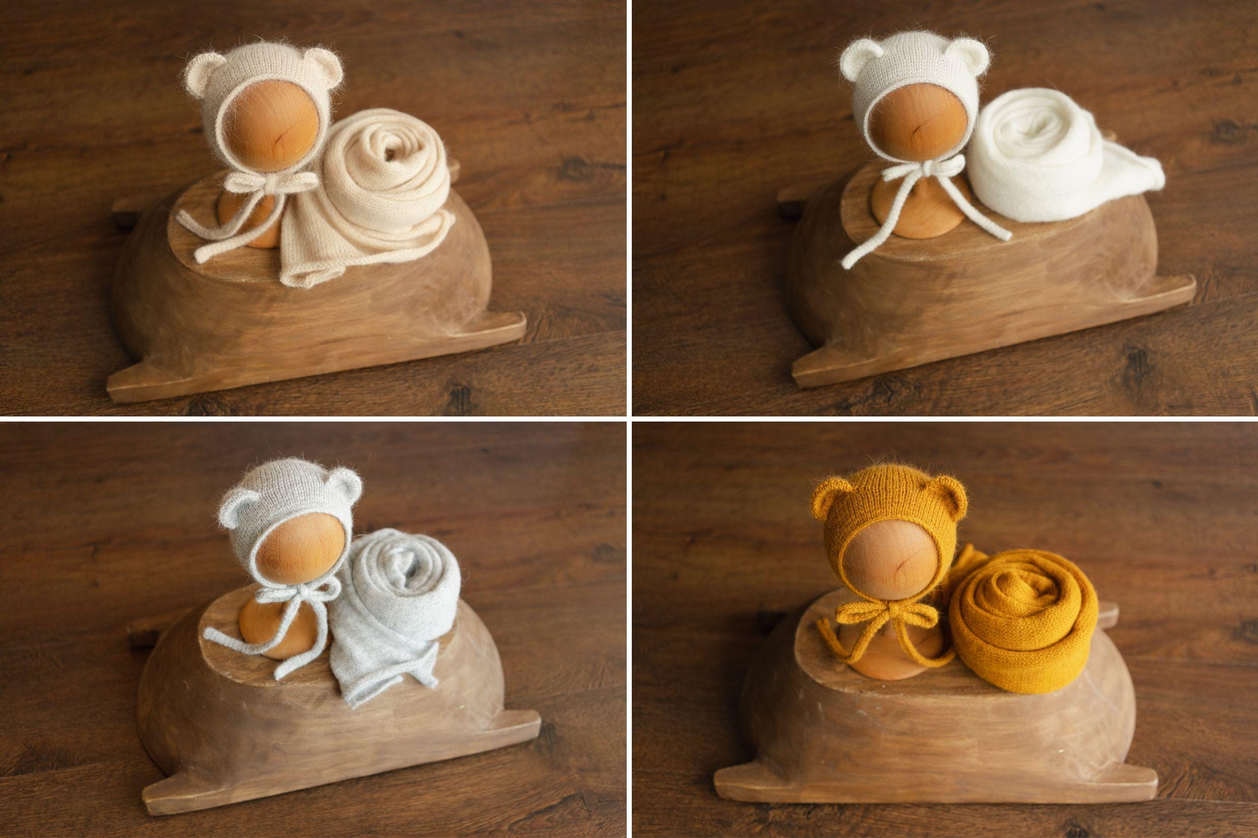 Newborn Teddy Bear Hat and Knitted Wrap Set, Newborn Knitted Outfit,Newborn Photography Props,Newborn Knitted Wrap,Newborn Bear Hat Prop