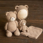 Newborn Teddy Bear Hat and Knitted Wrap Set, Newborn Knitted Outfit,Newborn Photography Props,Newborn Knitted Wrap,Newborn Bear Hat Prop