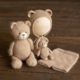 Newborn Teddy Bear Hat and Knitted Wrap Set, Newborn Knitted Outfit,Newborn Photography Props,Newborn Knitted Wrap,Newborn Bear Hat Prop