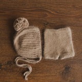 Newborn Knit Teddy Bear Outfit with Toy, Newborn Knitted Outfit, Newborn Bear Hat, Newborn Photography Props Set, Newborn Teddy Bear Outfit