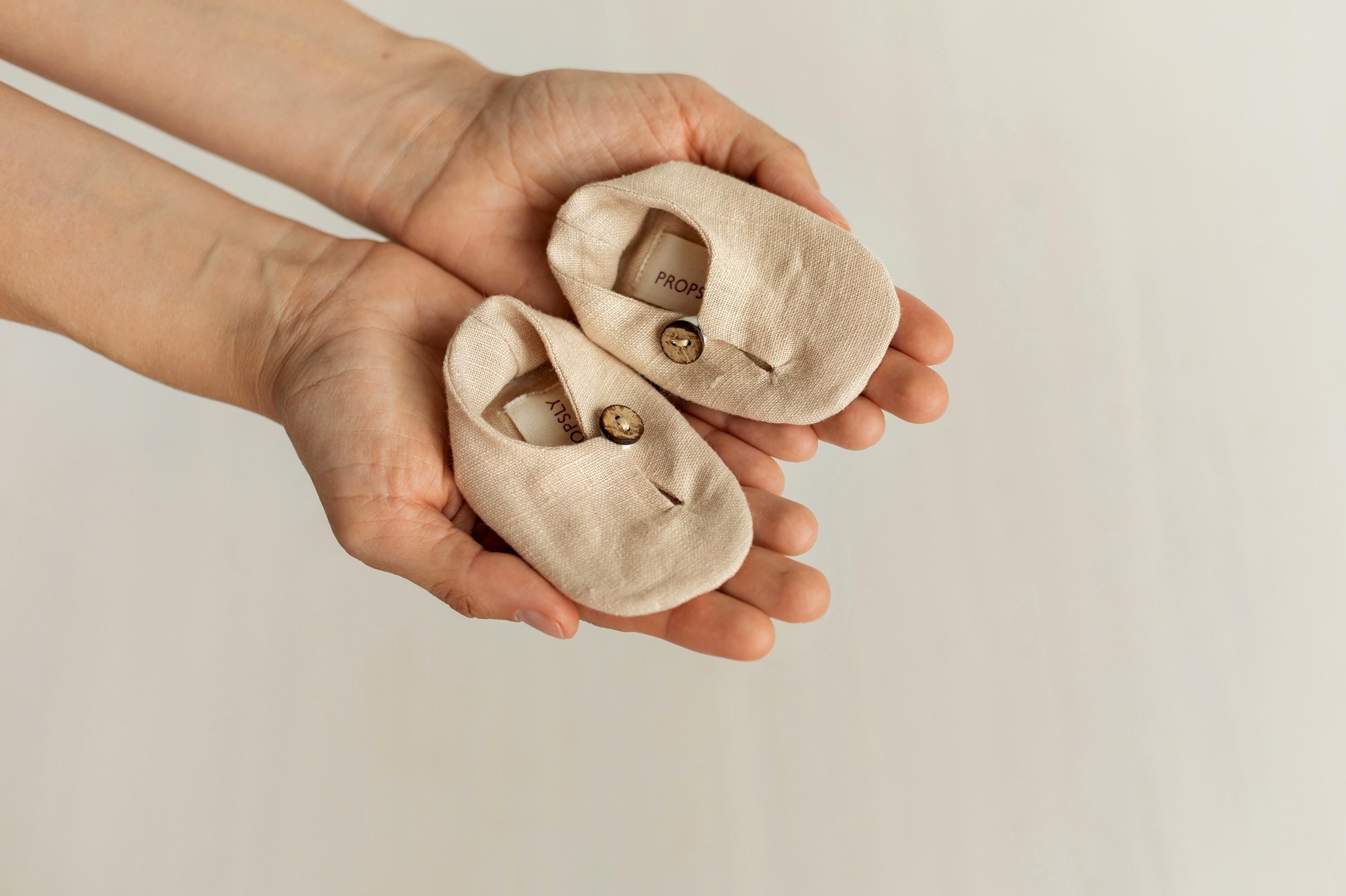Unisex Baby Linen Shoes Newborn Coming Home Outfit, Baptism & Photography Props
