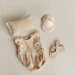 Unisex Baby Linen Shoes Newborn Coming Home Outfit, Baptism & Photography Props