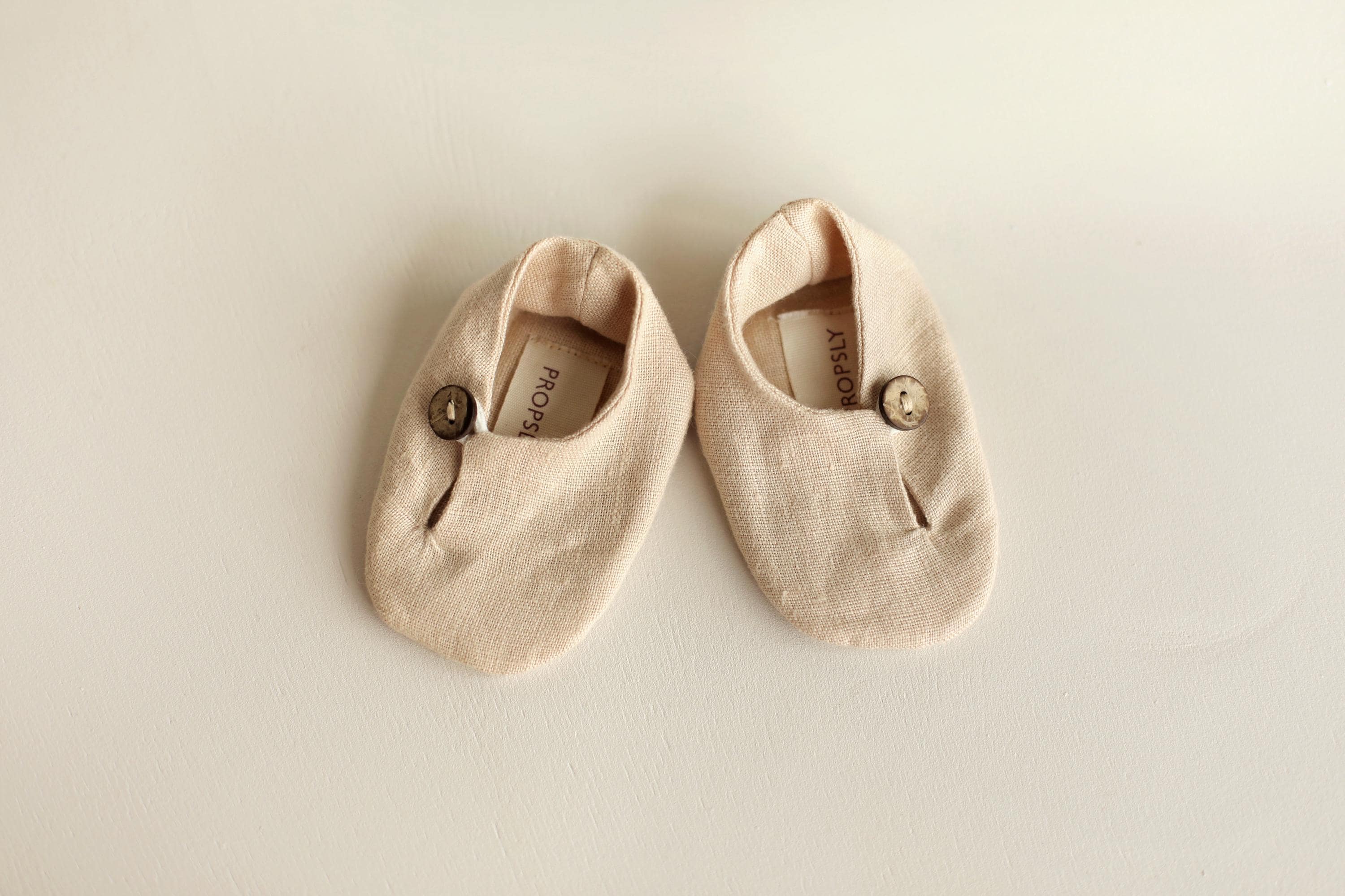 Unisex Baby Linen Shoes Newborn Coming Home Outfit, Baptism & Photography Props