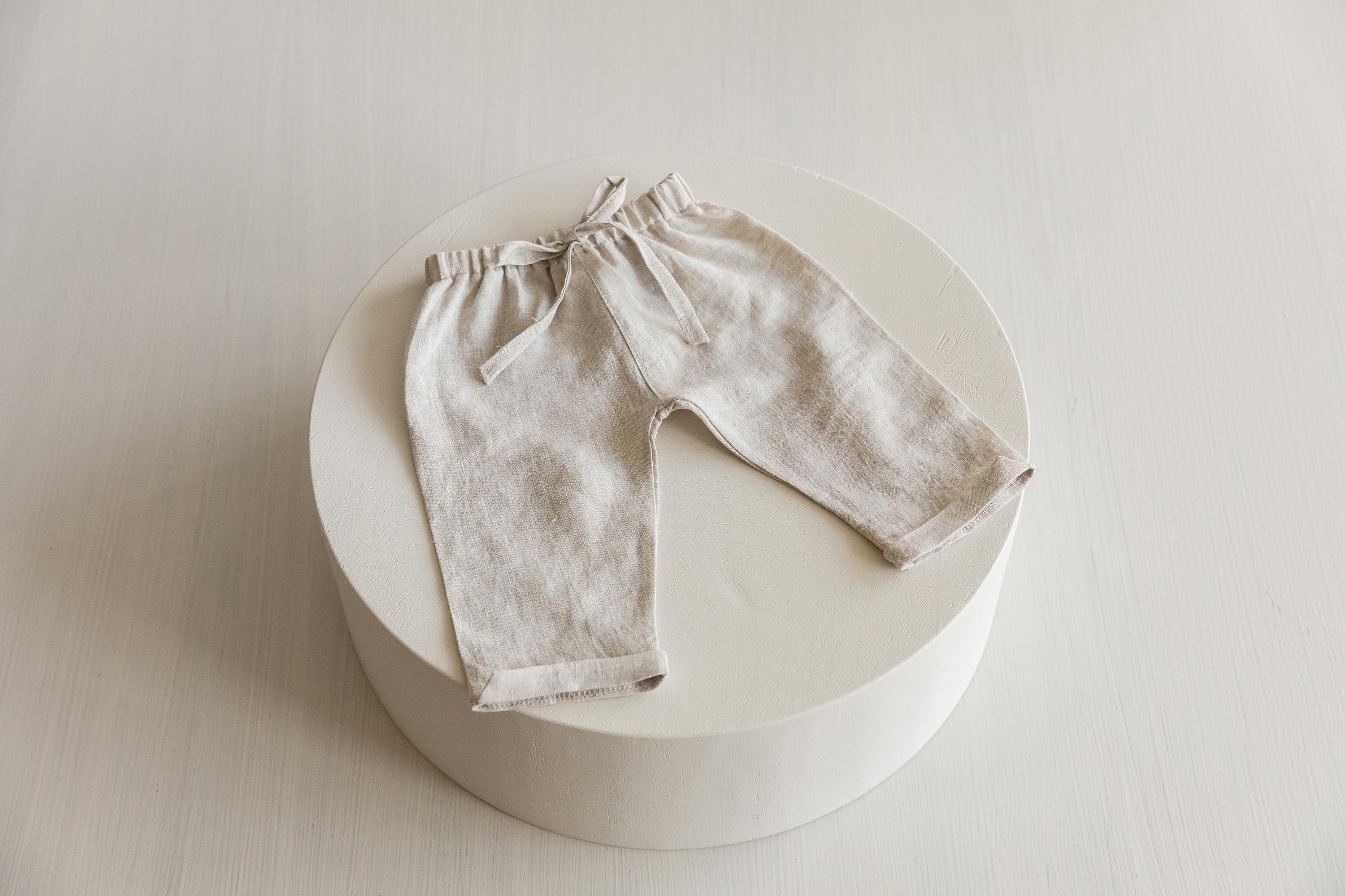 Linen Baby Pants Newborn Photography Outfit and Coming Home Clothing