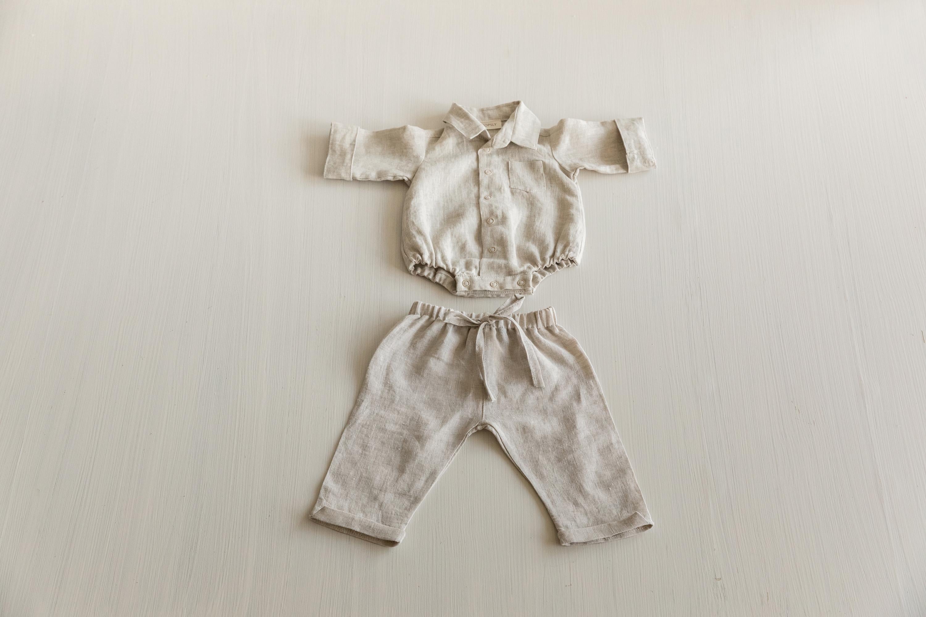 Linen Baby Pants Newborn Photography Outfit and Coming Home Clothing