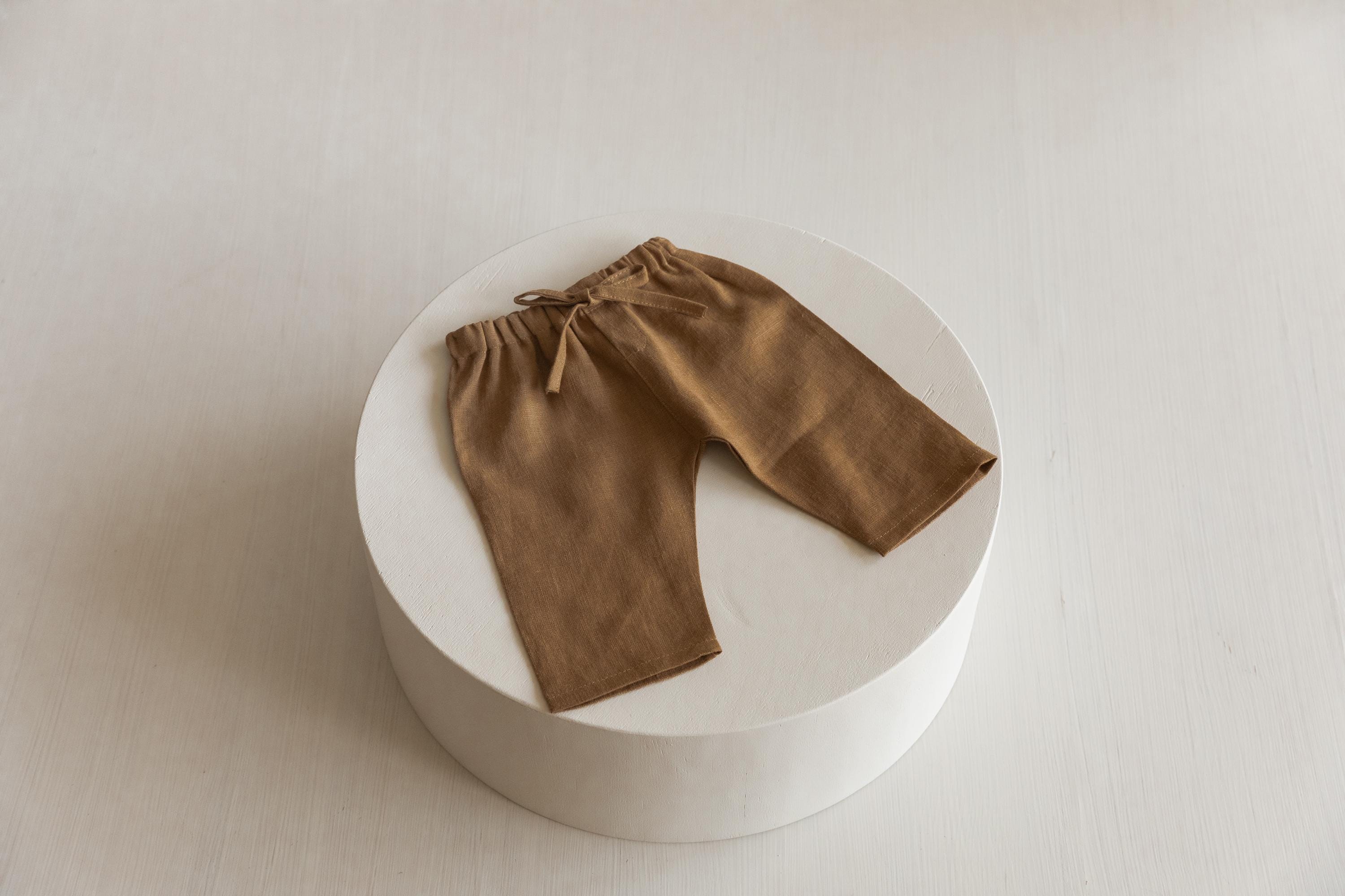 Linen Baby Pants Newborn Photography Outfit and Coming Home Clothing