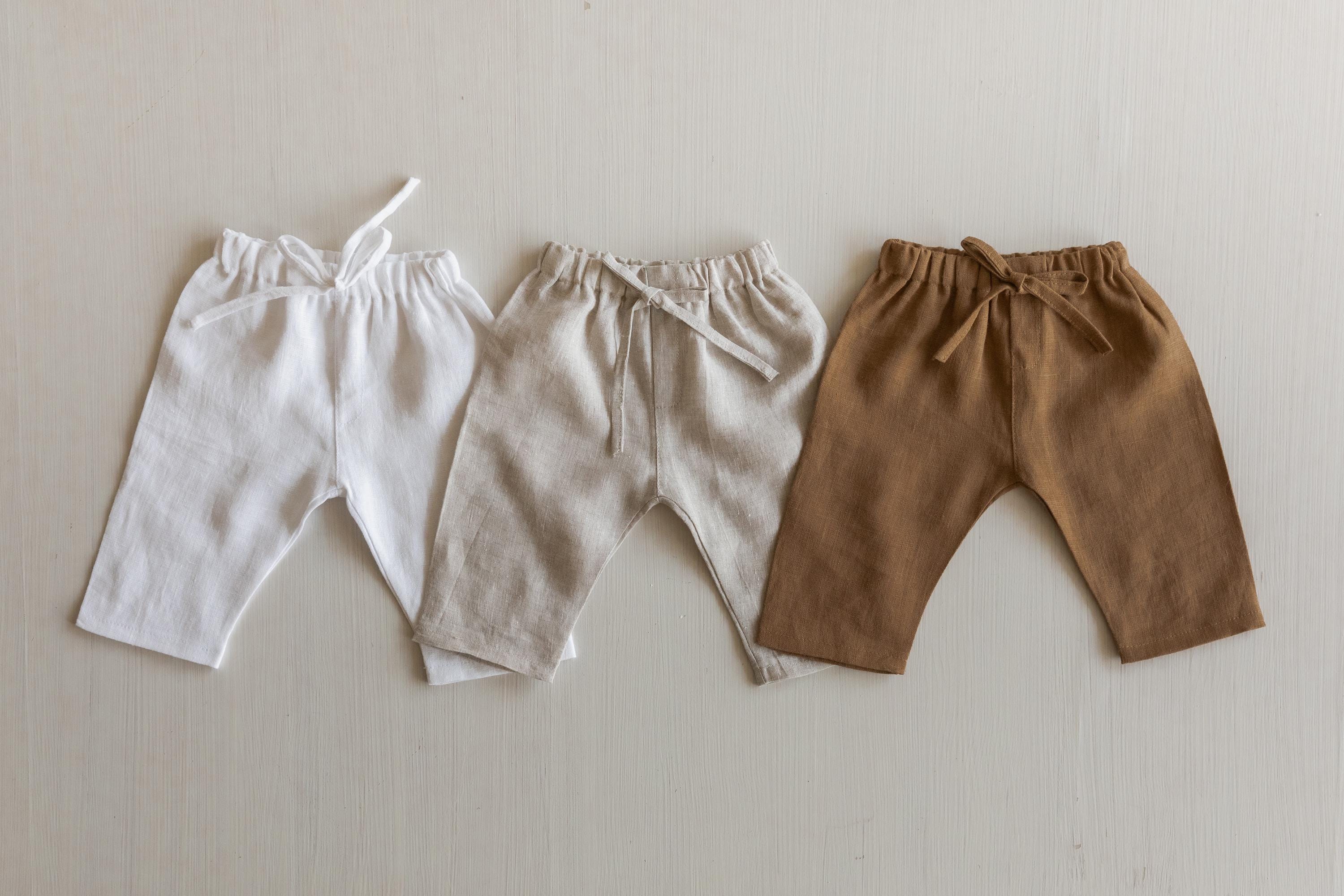 Linen Baby Pants Newborn Photography Outfit and Coming Home Clothing