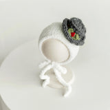 Knitted Baby Snowman Outfit with Snowman Toy – Christmas Newborn Photography Prop