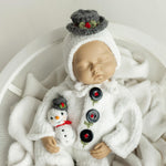 Knitted Baby Snowman Outfit with Snowman Toy – Christmas Newborn Photography Prop