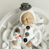 Knitted Baby Snowman Outfit with Snowman Toy – Christmas Newborn Photography Prop