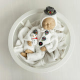 Knitted Baby Snowman Outfit with Snowman Toy – Christmas Newborn Photography Prop