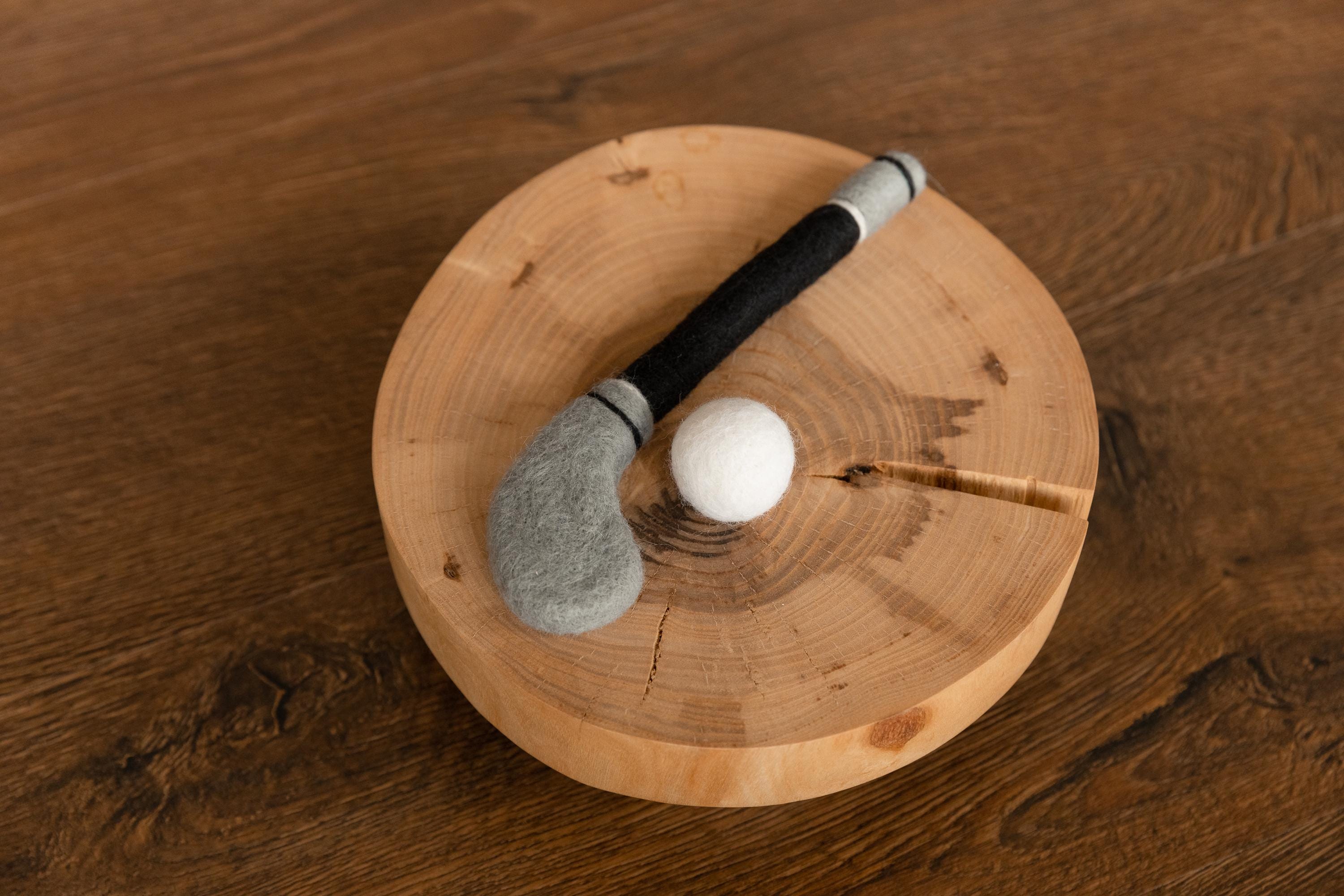 Felt Newborn Sports Toys: Tennis Racket and Golf Club with Balls for Baby Photoshoots and Shower Gifts