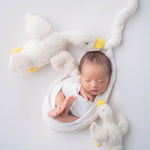 Baby Goose Stuff Animal for Newborn Photography Props, Newborn Knitted Duck Photo Prop, Newborn Goose toy, Baby Comforter Duck toy knitted