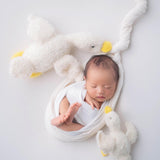 Baby Goose Stuff Animal for Newborn Photography Props, Newborn Knitted Duck Photo Prop, Newborn Goose toy, Baby Comforter Duck toy knitted
