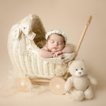 Wicker Doll Stroller for Newborn Photography Prop, Birthday Gift for Kids for Nursery Decor or Baby Shower Decor, Baby Buggy for Toy Storage