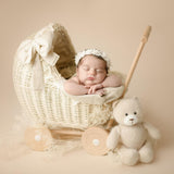 Wicker Doll Stroller for Newborn Photography Prop, Birthday Gift for Kids for Nursery Decor or Baby Shower Decor, Baby Buggy for Toy Storage