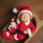 Newborn Santa Claus Outfit, Newborn Christmas Outfit, Knitted Newborn Santa Hat, Newborn Knitted Outfit, Christmas Newborn Photography Props