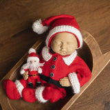 Newborn Santa Claus Outfit, Newborn Christmas Outfit, Knitted Newborn Santa Hat, Newborn Knitted Outfit, Christmas Newborn Photography Props